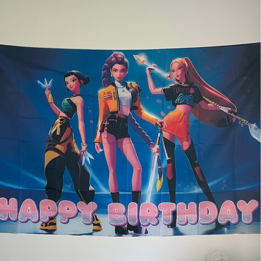 EUC KPOP Demon Hunters birthday banner